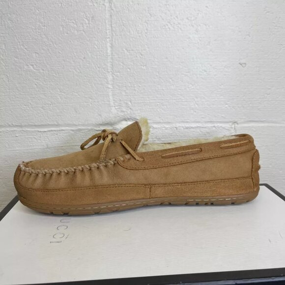 L.L. Bean Wicked Good Moccasins Brown Suede Shearling Slip On Men's Size 10 US - Picture 5 of 10